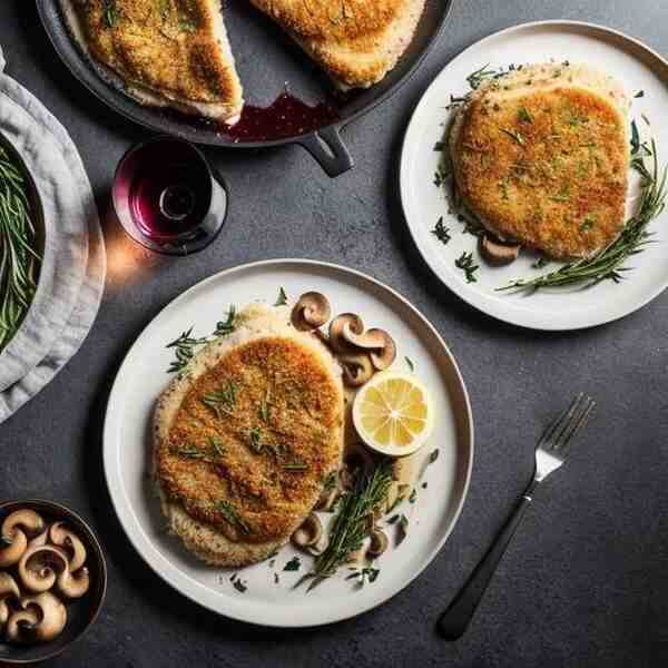 Куриный эскалоп с грибами вином и эстрагоном